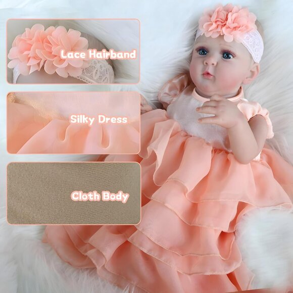 🆕18inch Soft Cloth Body Newborn Baby Poseable Limbs Jocy-Orange Baby Girl - Picture 4 of 7